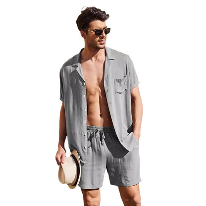 Homme Décontracté Ensemble Chemise à Manches Courtes et Shorts Chic und Stil