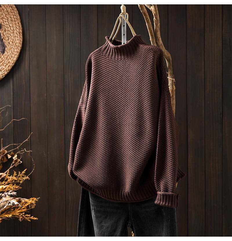 Pull en tricot oversized pour femmes avec col montant Chic und Stil