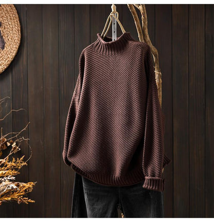 Pull en tricot oversized pour femmes avec col montant Chic und Stil
