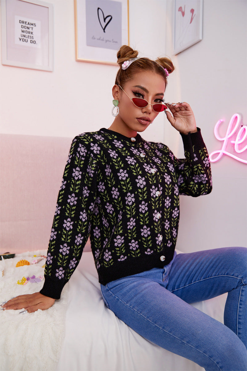 Dames cardigan avec motif floral et coupe confortable Chic und Stil