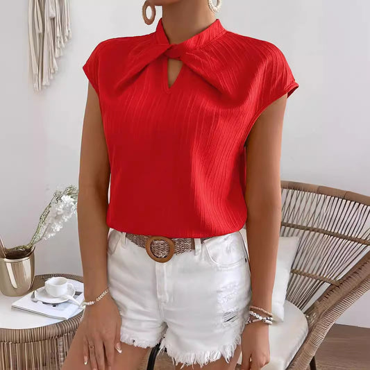 Blouse à encolure clé structurée pour femmes avec manches cape Chic und Stil