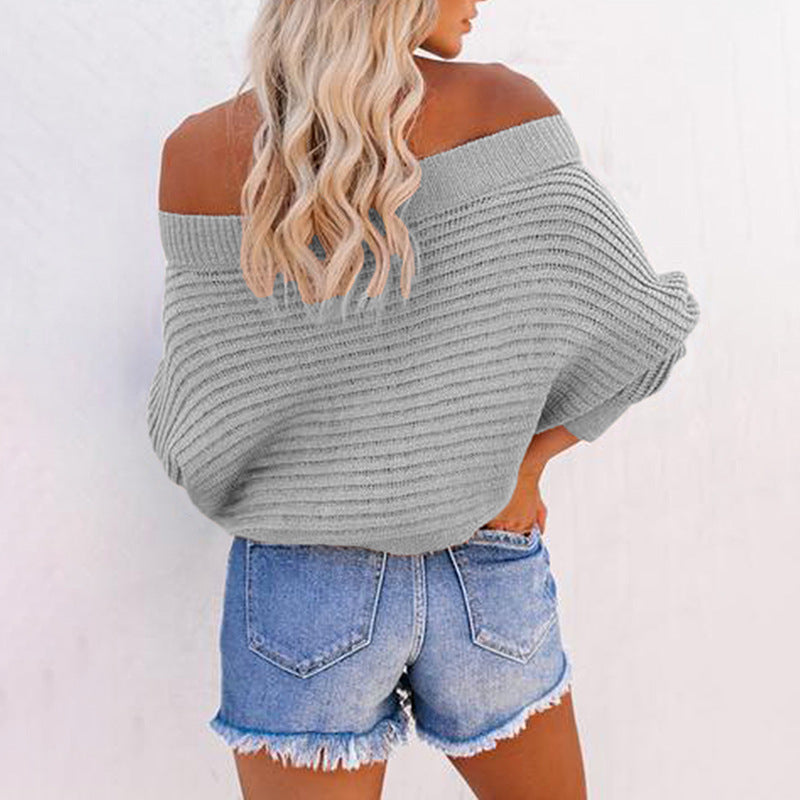 Pull décontracté pour femmes avec un design sans épaules et un motif en tricot texturé Chic und Stil