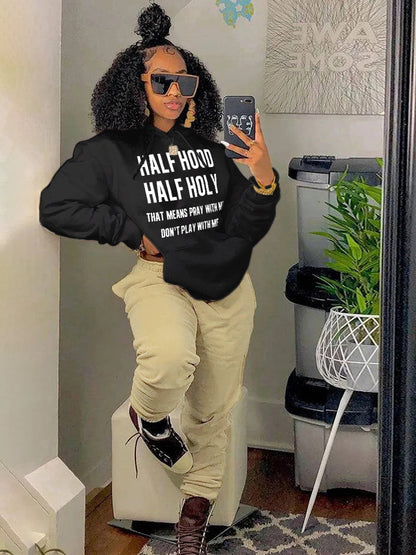 Women's hoodie and jogging pants set with powerful print Chic and Style