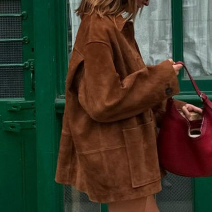 Dames élégante veste en daim dans un style surdimensionné Chic und Stil