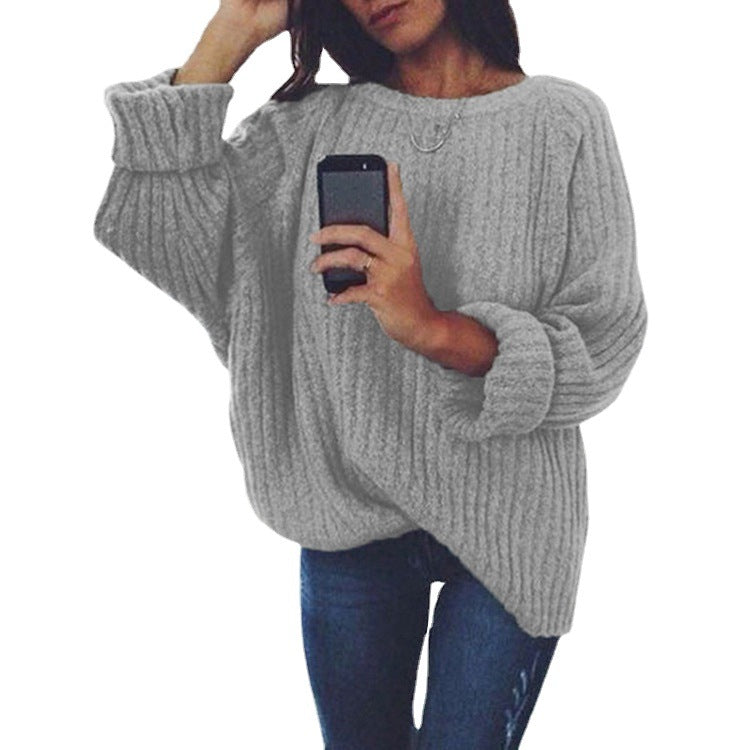 Pull en grosse maille pour femmes avec coupe ample et motif en côtes tendance Chic und Stil