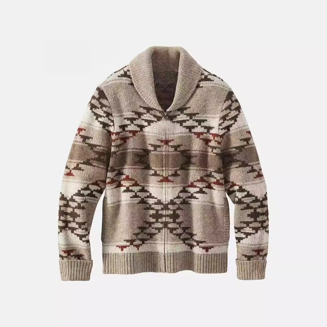 Dames gilet confortable avec col haut et motif géométrique Chic und Stil