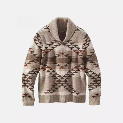 Dames gilet confortable avec col haut et motif géométrique Chic und Stil