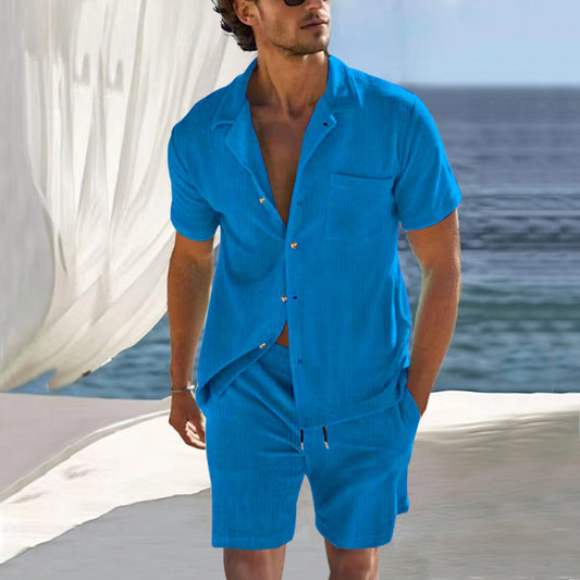 Ensemble de chemise à manches courtes décontractée pour hommes et shorts en tissu respirant Chic und Stil