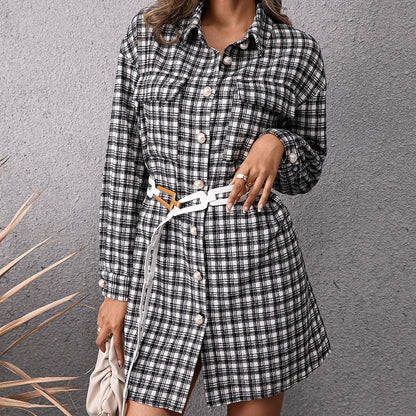 Robe chemise à carreaux pour femme Chic und Stil