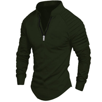 Chemise de sport à manches longues pour homme avec col montant et fermeture éclair Chic und Stil