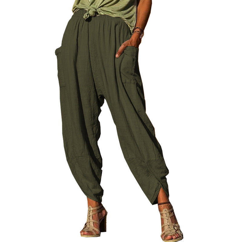 Women Casual Cut Harem Pants Chic and Style