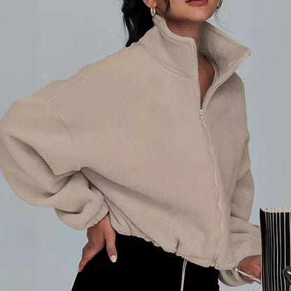 Pull oversized à col haut et fermeture éclair pour dames Chic und Stil