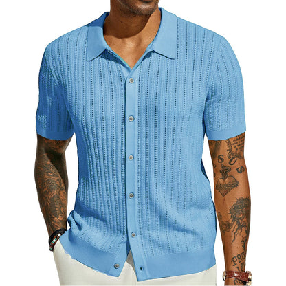 Chemise tricot à manches courtes pour hommes avec une fine structure en dentelle et un col classique Chic und Stil