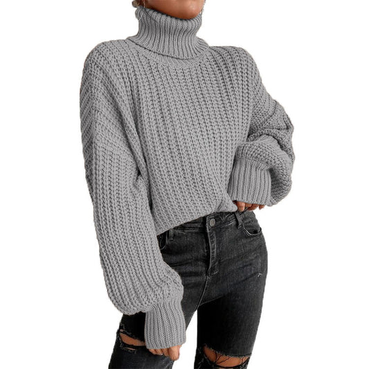 Pull en grosses mailles pour femmes avec col montant et coupe décontractée Chic und Stil