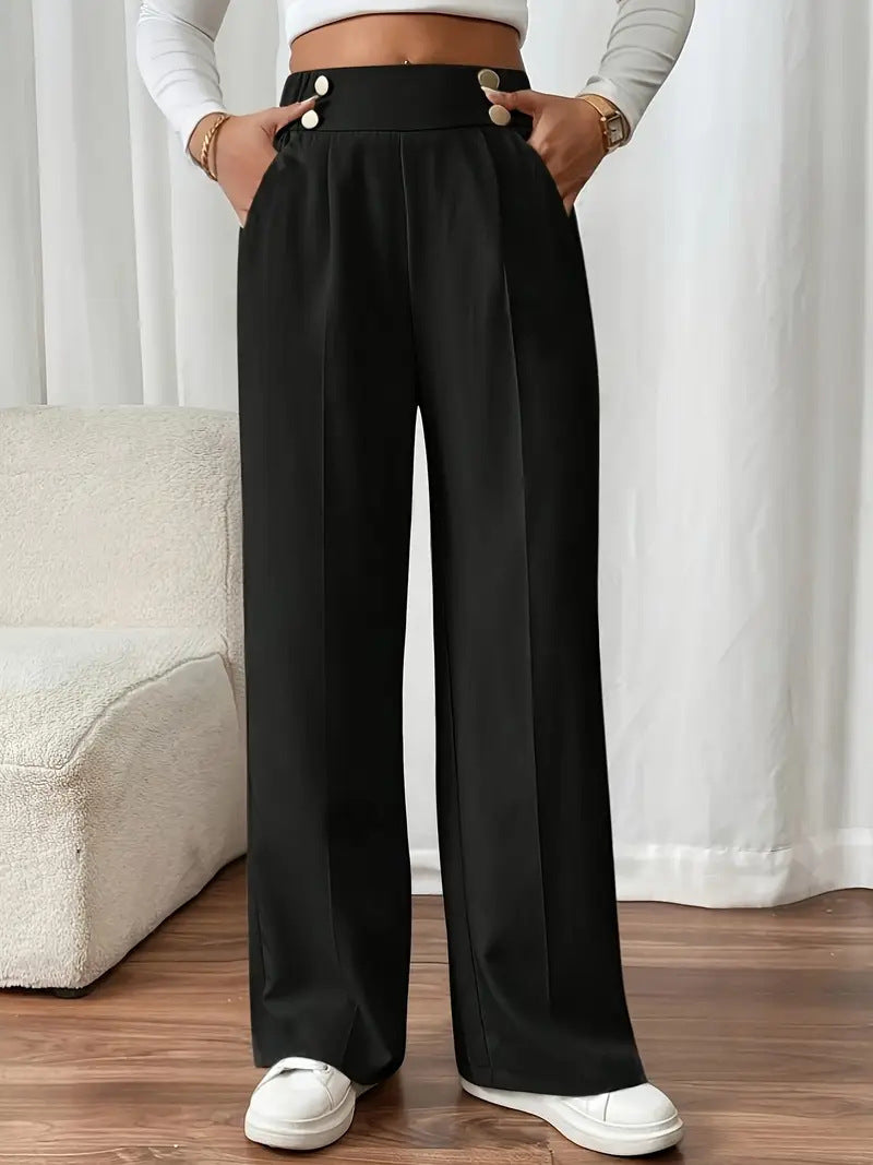 Elegant and airy high-waisted pants for women with wide legs and practical pockets Chic and Style