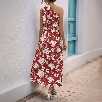 Robe maxi à une épaule floral pour dames Chic und Stil