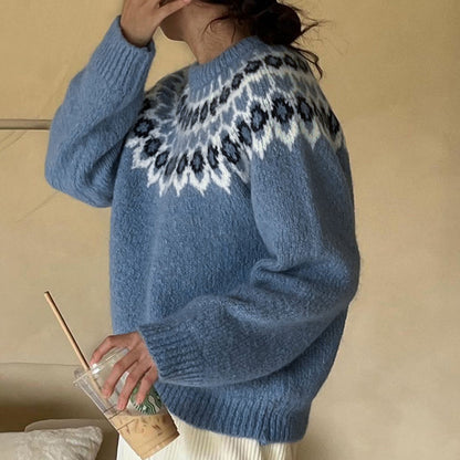 Pull en maille pour femmes avec motif norvégien traditionnel Chic und Stil