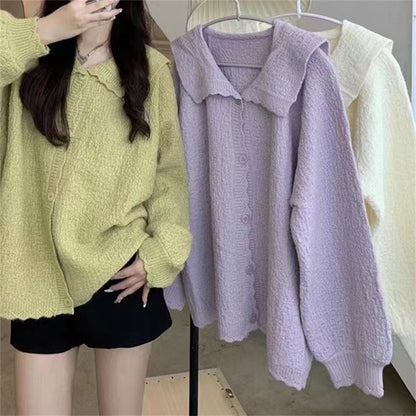 Dames Cardigan doux et structuré avec grand col Chic und Stil