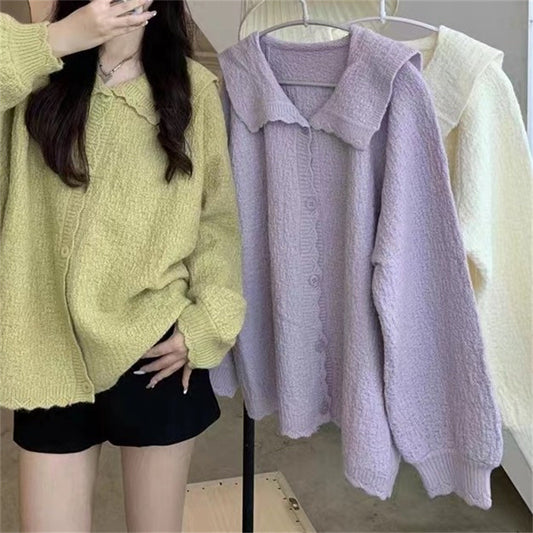 Dames Cardigan doux et structuré avec grand col Chic und Stil