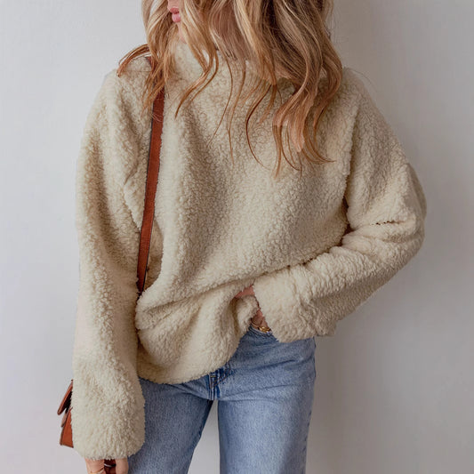Pull en polaire douillet pour dames avec col montant et coupe large Chic und Stil