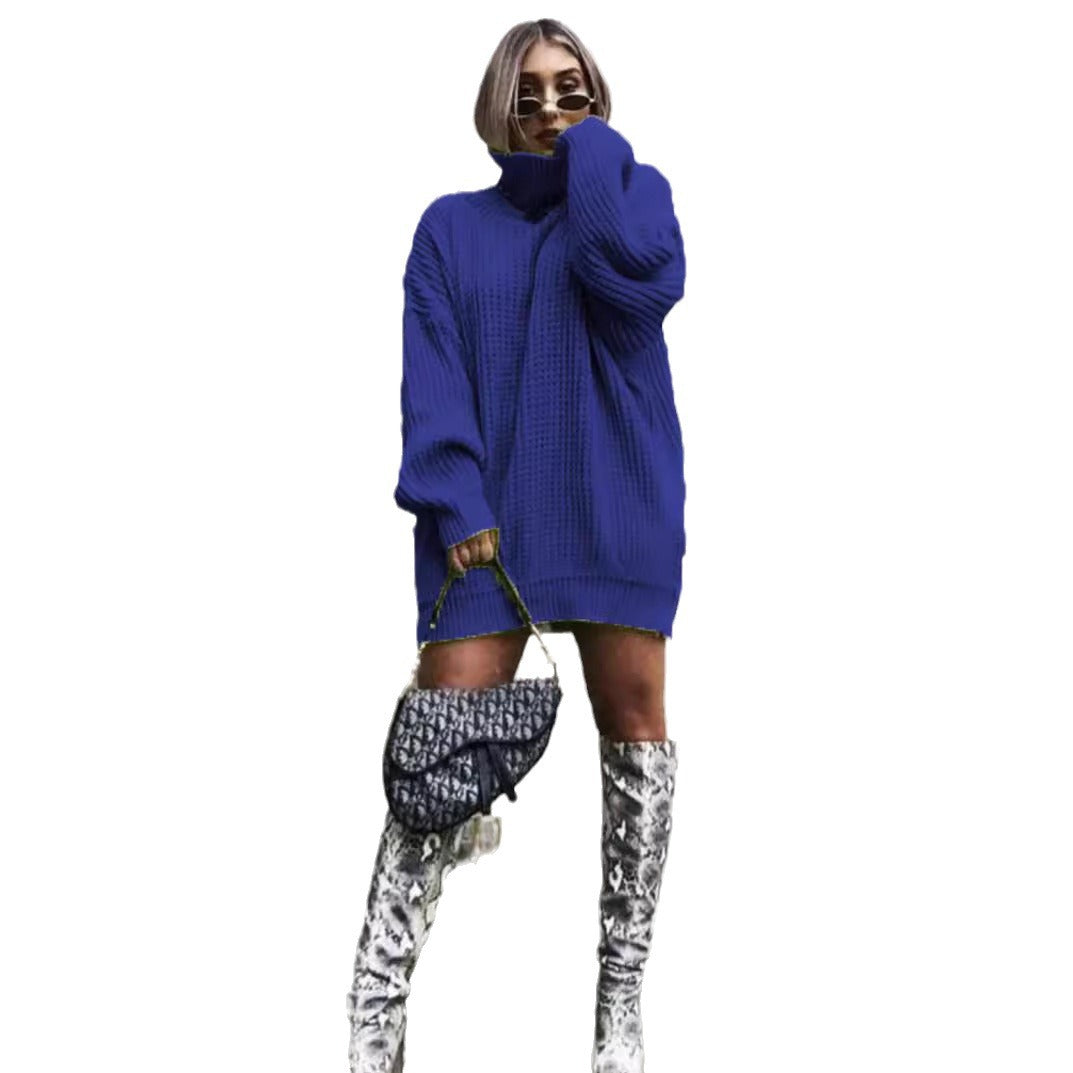 Pull en tricot surdimensionné pour femmes au look structuré avec col montant Chic und Stil