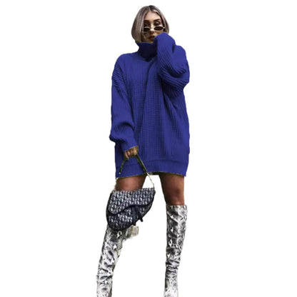 Pull en tricot surdimensionné pour femmes au look structuré avec col montant Chic und Stil