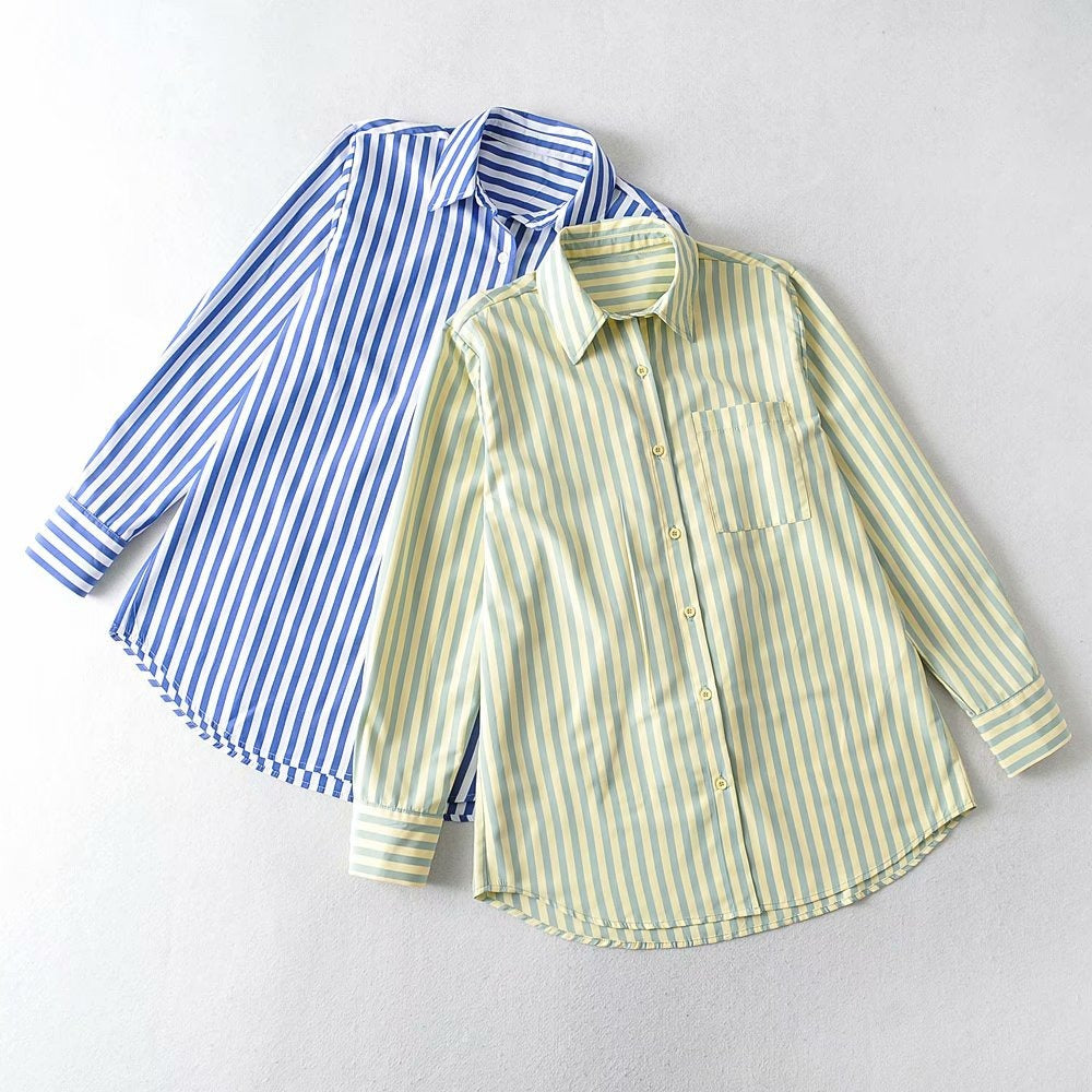 Chemise élégante pour dames avec un fin motif rayé et une poche poitrine pratique Chic und Stil