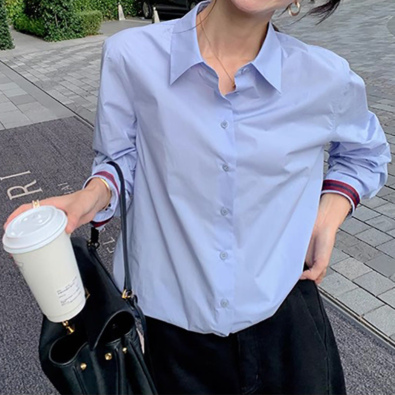 Chemise décontractée pour femmes à boutons avec poignets contrastés Chic und Stil