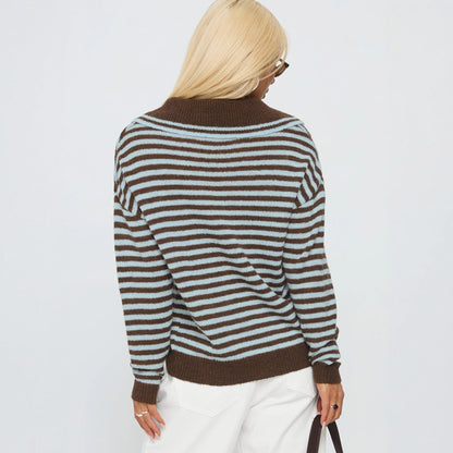 Pull rayé pour dames avec capuche décontractée et matériau doux Chic und Stil