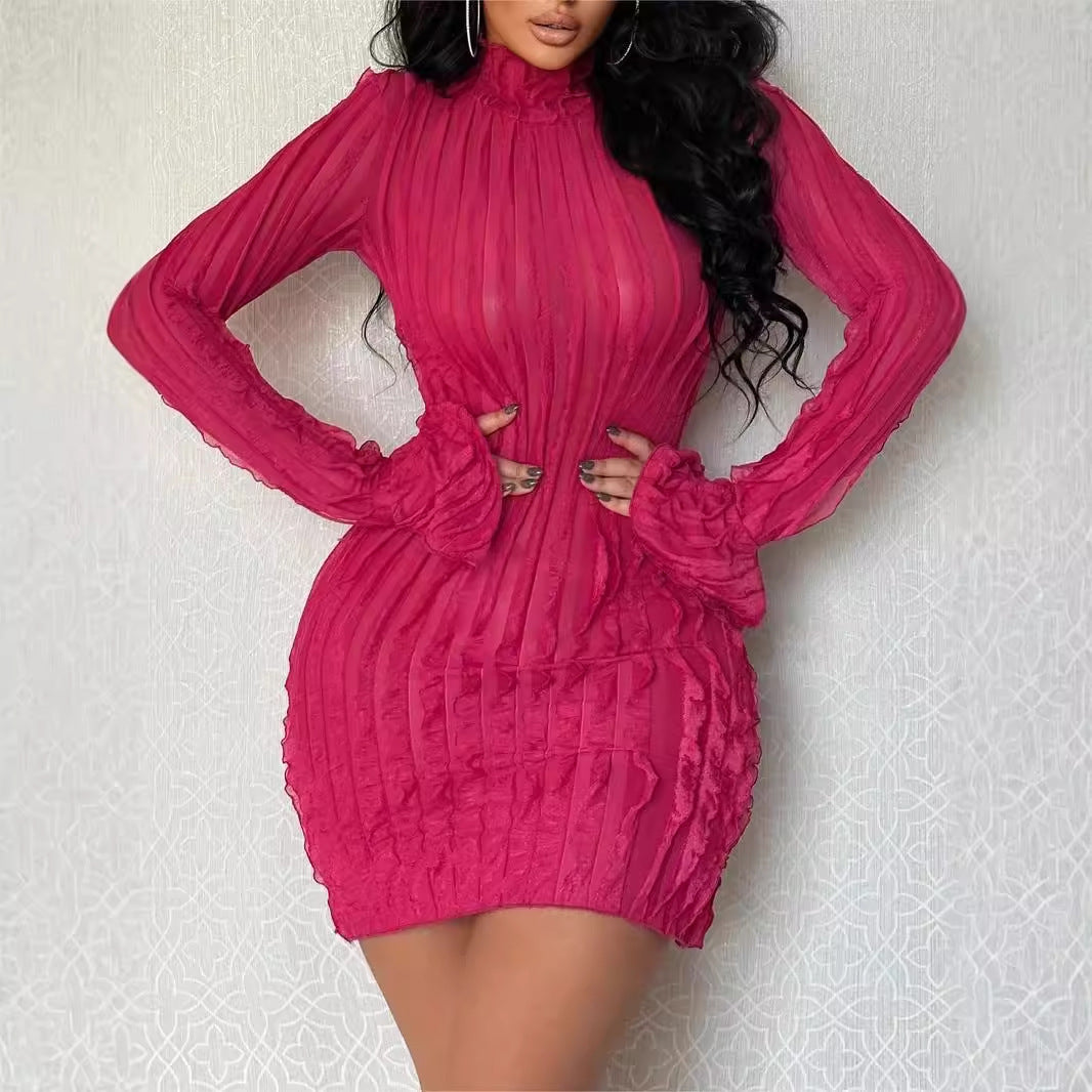 Robe à manches longues et col montant ajustée pour femme Chic und Stil