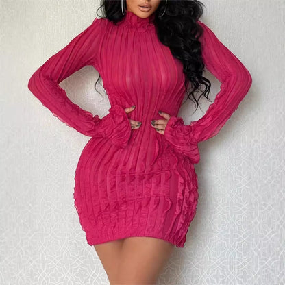 Robe à manches longues et col montant ajustée pour femme Chic und Stil
