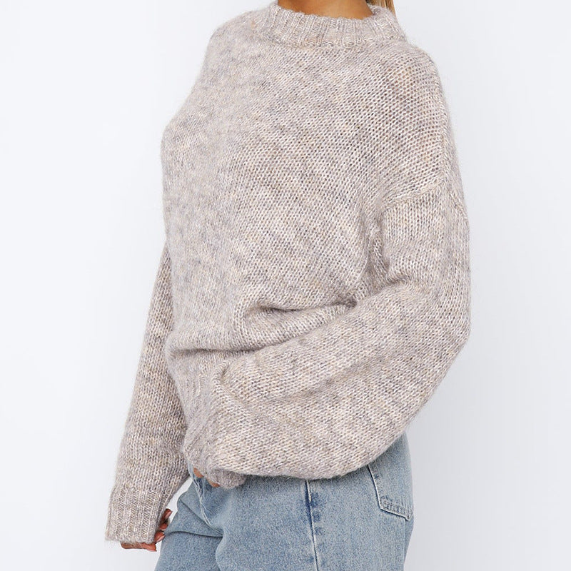 Dames pull en tricot tendance à coupe ample et col montant Chic und Stil