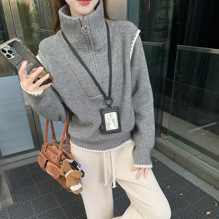 Pull femme à col montant et manches surdimensionnées Chic und Stil