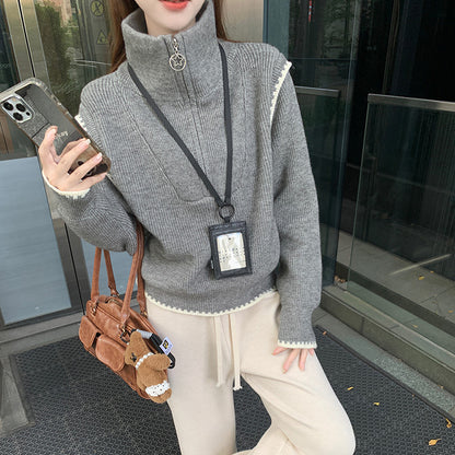 Pull femme à col montant et manches surdimensionnées Chic und Stil
