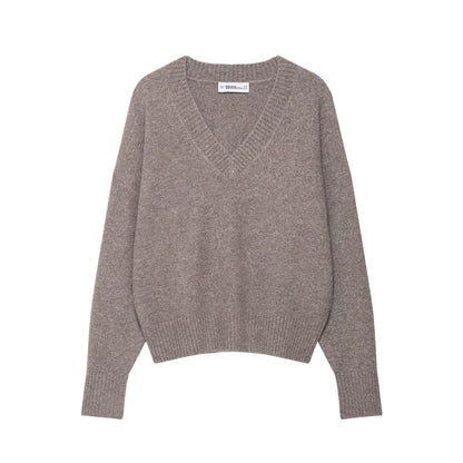 Dames Pull à Col V Cozy en laine mérinos de haute qualité Chic und Stil