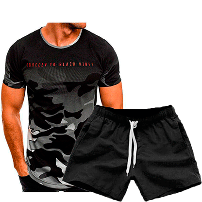 Set de T-shirt camouflage sportif pour hommes et shorts décontractés Chic und Stil
