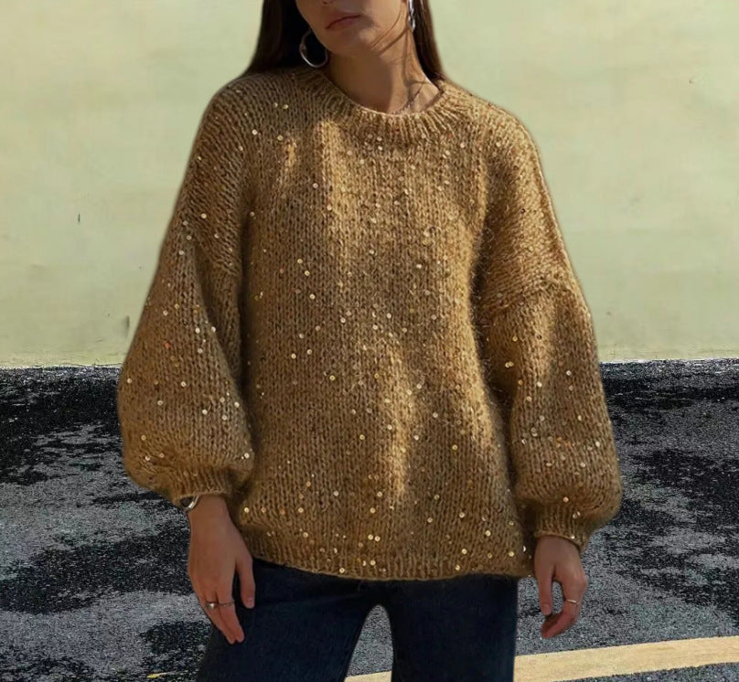 Femme pull en tricot scintillant à coupe ample et accents élégants Chic und Stil
