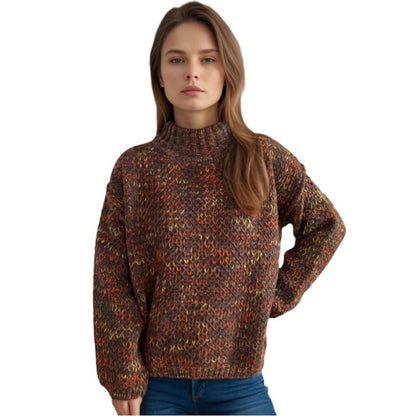 Pull de femme confortable à col roulé avec un design moderne en tricot ajouré Chic und Stil