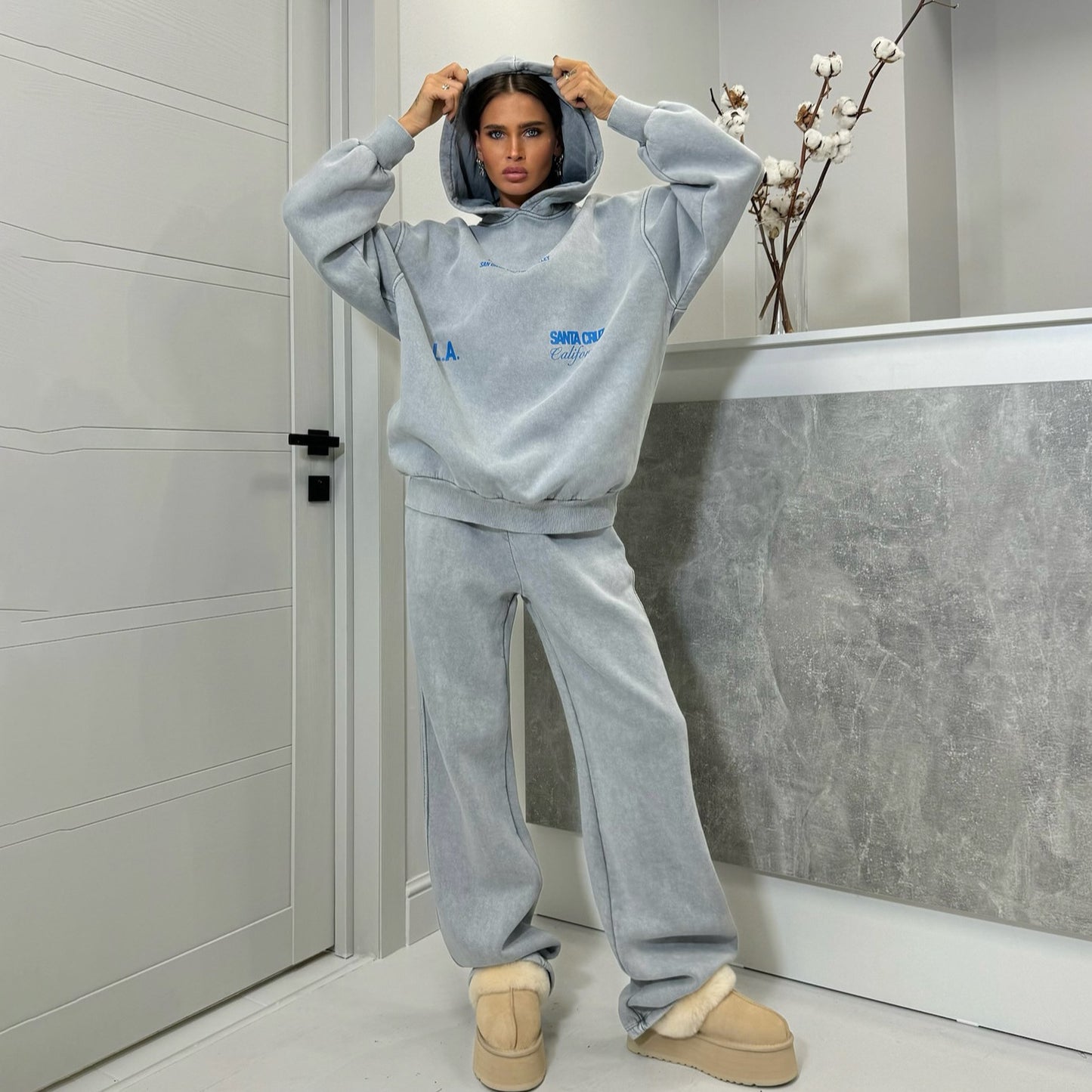 Dames Ensemble de sweat en polaire confortable avec capuche Chic und Stil