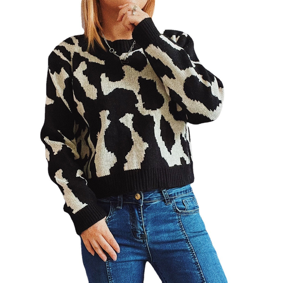 Pull femme à motifs avec impression animale moderne Chic und Stil