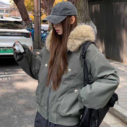 Dames d'hiver rembourrée avec col en fausse fourrure amovible et grandes poches Chic und Stil