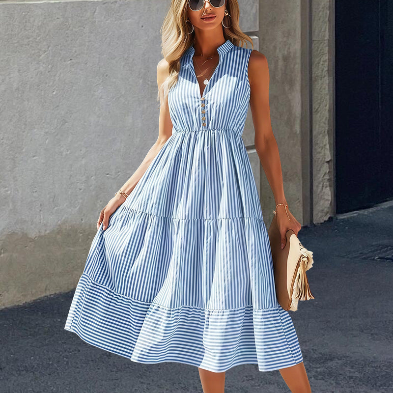 Robe-chemise femme à manches longues avec patte de boutonnage et design rayé Chic und Stil