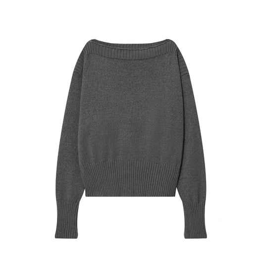 Pull en tricot décontracté pour femmes avec col large et poignets contrastés Chic und Stil