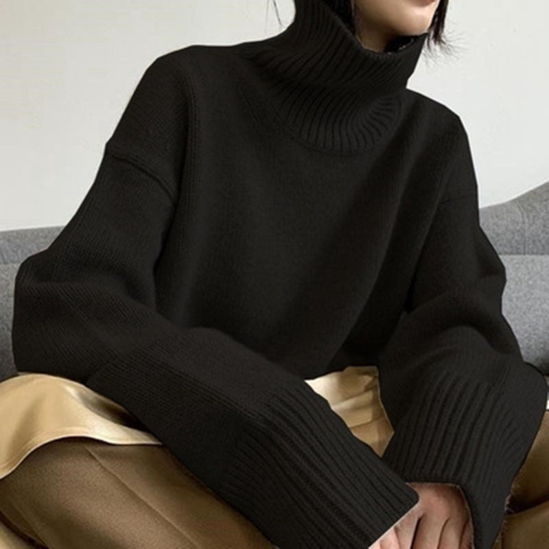 Dames pull à col montant confortable en tricot fin Chic und Stil