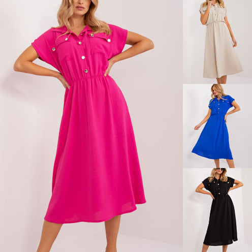 Robe chemise à manches courtes de loisirs pour femmes Chic und Stil