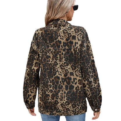 Veste en denim pour dames avec un motif léopard stylé et des poches pratiques Chic und Stil
