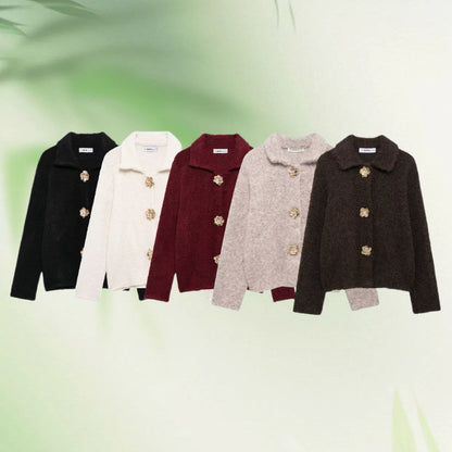 Dames Douillette Fluffy Veste avec Boutons Décoratifs Chic und Stil