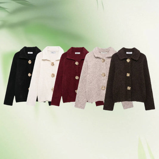 Dames Douillette Fluffy Veste avec Boutons Décoratifs Chic und Stil