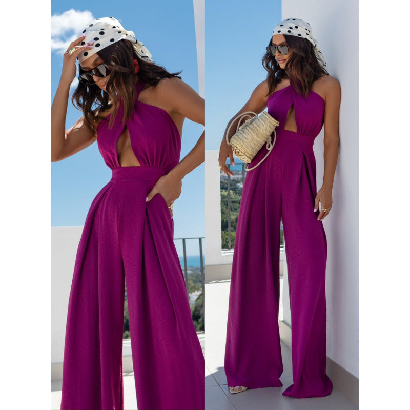 Dames Col Haut Découpe Combinaison Chic und Stil