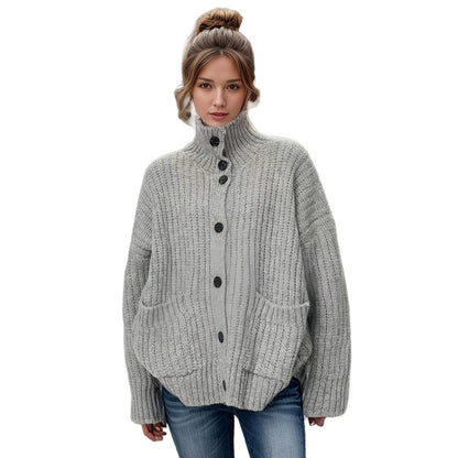 Dame cardigan avec col montant et fermeture à bouton Chic und Stil